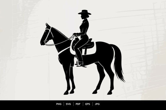 Cowgirl on Horseback Western Silhouette