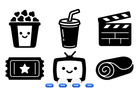 Cute Movie Night Clipart Set