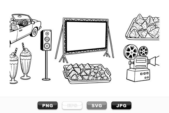 Drive-in Movie Clipart Set