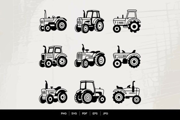 Farm Tractor Silhouette Set Review