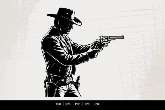 Western Cowboy Aiming Revolver Vector Il Review