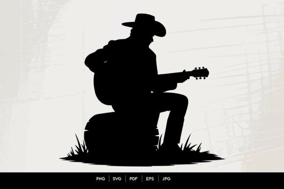 Western Cowboy Guitar Silhouette Art Review