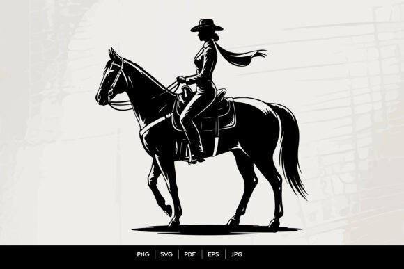 Western Cowgirl Riding Horse Silhouette Review